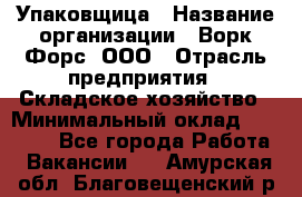 Упаковщица › Название организации ­ Ворк Форс, ООО › Отрасль предприятия ­ Складское хозяйство › Минимальный оклад ­ 24 000 - Все города Работа » Вакансии   . Амурская обл.,Благовещенский р-н